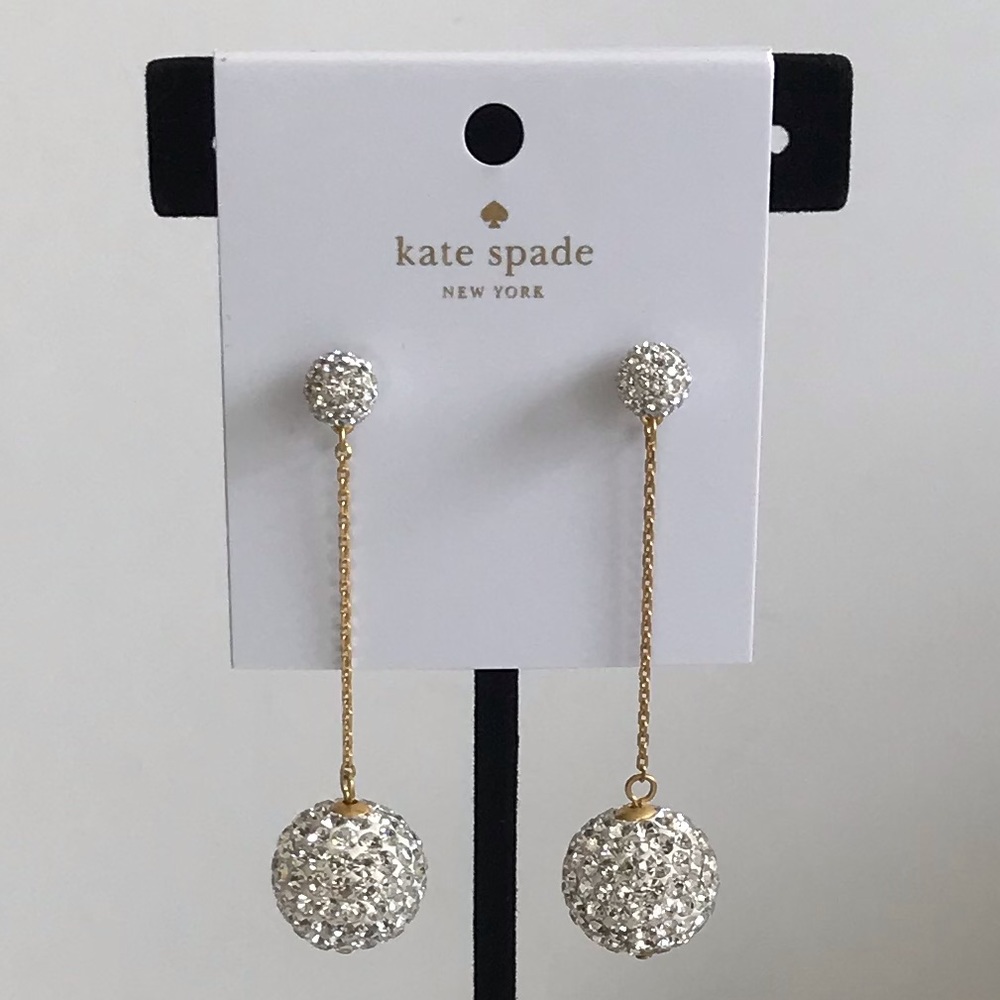 Nwt Kate Spade NY Razzle Dazzle Pave Linear Dangle Drop Pierced Glam Earrings